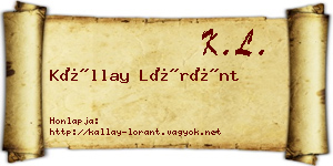 Kállay Lóránt névjegykártya